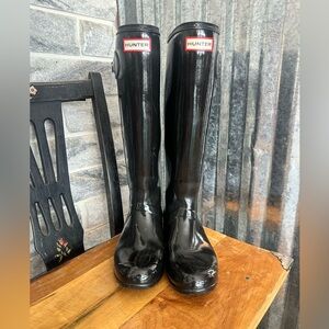 Hunter Glossy Black Rain Boots